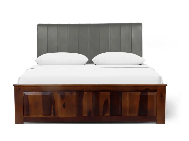 Regal Queen Bed with Grey Leatherite